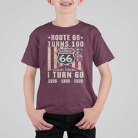 Route Highway 66 Turns 100 I Turn 60 T Shirt For Kid Vintage 1966 Born American Road Sign 60th Birthday Gift