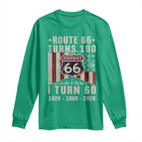 Route Highway 66 Turns 100 I Turn 60 Long Sleeve Shirt Vintage 1966 Born American Road Sign 60th Birthday Gift