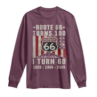 Route Highway 66 Turns 100 I Turn 60 Long Sleeve Shirt Vintage 1966 Born American Road Sign 60th Birthday Gift