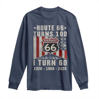 Route Highway 66 Turns 100 I Turn 60 Long Sleeve Shirt Vintage 1966 Born American Road Sign 60th Birthday Gift