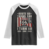 Route Highway 66 Turns 100 I Turn 60 Raglan Shirt Vintage 1966 Born American Road Sign 60th Birthday Gift
