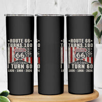 Route Highway 66 Turns 100 I Turn 60 Skinny Tumbler Vintage 1966 Born American Road Sign 60th Birthday Gift