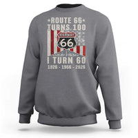 Route Highway 66 Turns 100 I Turn 60 Sweatshirt Vintage 1966 Born American Road Sign 60th Birthday Gift