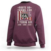 Route Highway 66 Turns 100 I Turn 60 Sweatshirt Vintage 1966 Born American Road Sign 60th Birthday Gift