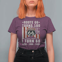 Route Highway 66 Turns 100 I Turn 60 T Shirt For Women Vintage 1966 Born American Road Sign 60th Birthday Gift