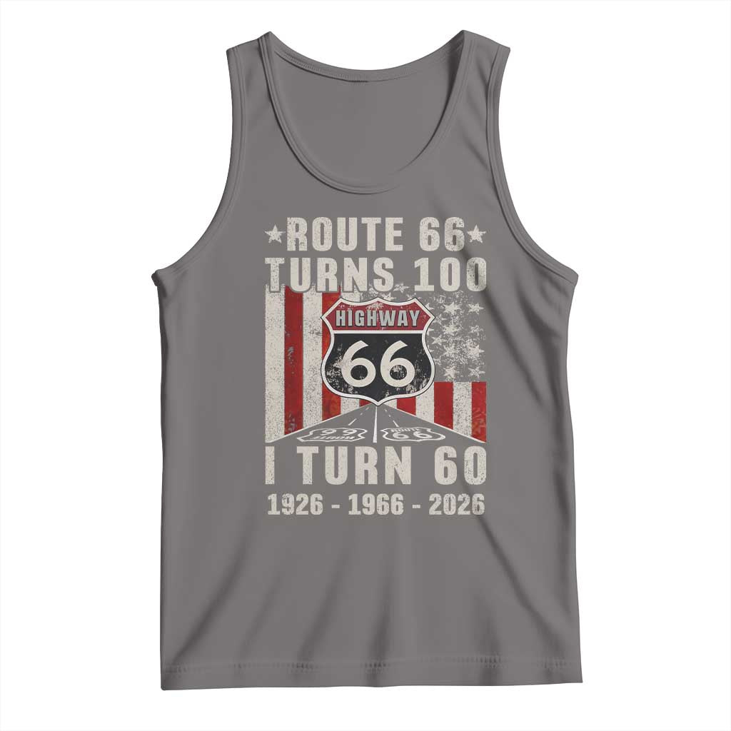 Route Highway 66 Turns 100 I Turn 60 Tank Top Vintage 1966 Born American Road Sign 60th Birthday Gift