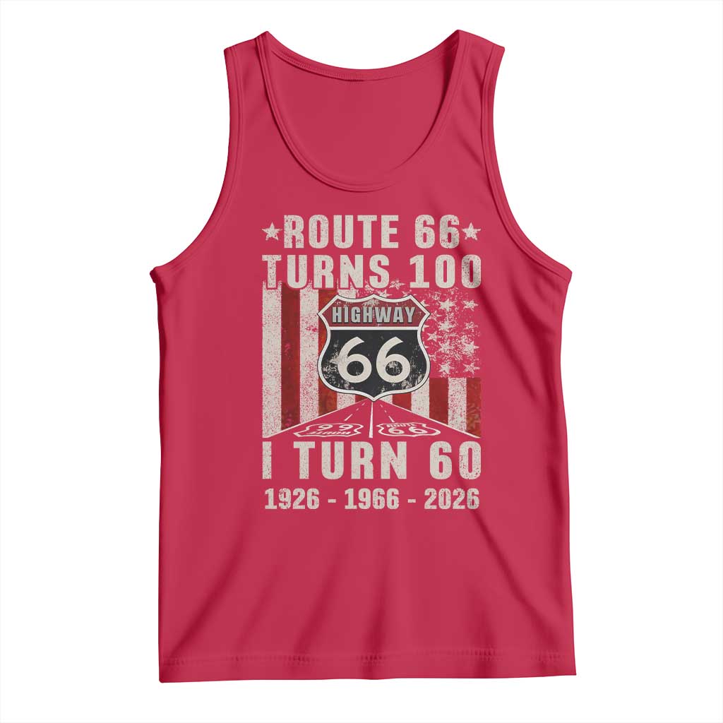 Route Highway 66 Turns 100 I Turn 60 Tank Top Vintage 1966 Born American Road Sign 60th Birthday Gift