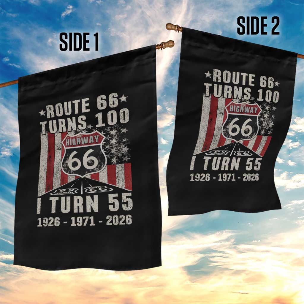 Route Highway 66 Turns 100 I Turn 55 Garden Flag Vintage 1971 Born American Road Sign 55th Birthday Gift
