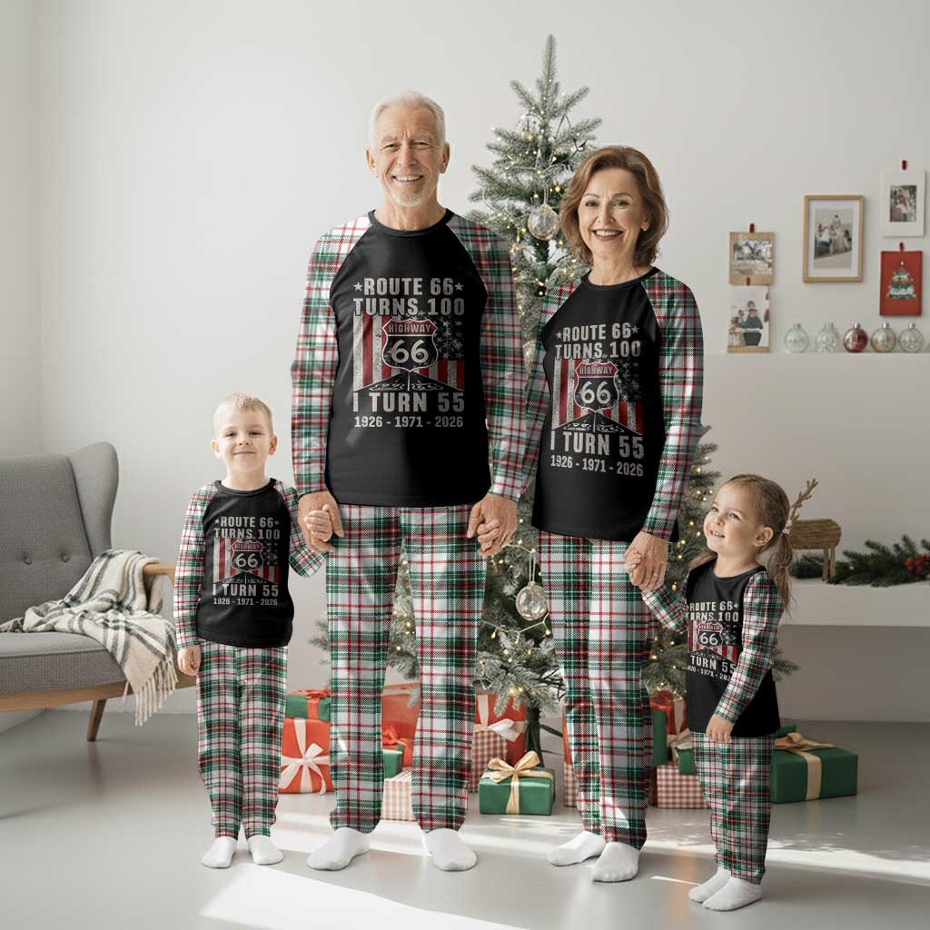 Route Highway 66 Turns 100 I Turn 55 Plaid Pajama Set Vintage 1971 Born American Road Sign 55th Birthday Gift
