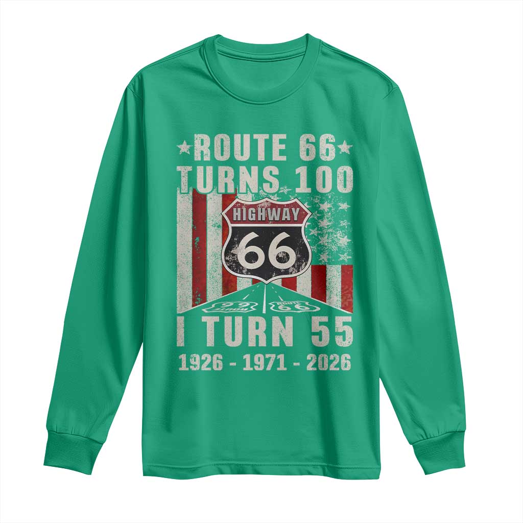Route Highway 66 Turns 100 I Turn 55 Long Sleeve Shirt Vintage 1971 Born American Road Sign 55th Birthday Gift