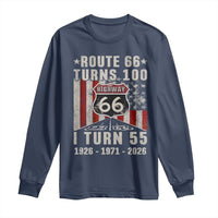Route Highway 66 Turns 100 I Turn 55 Long Sleeve Shirt Vintage 1971 Born American Road Sign 55th Birthday Gift