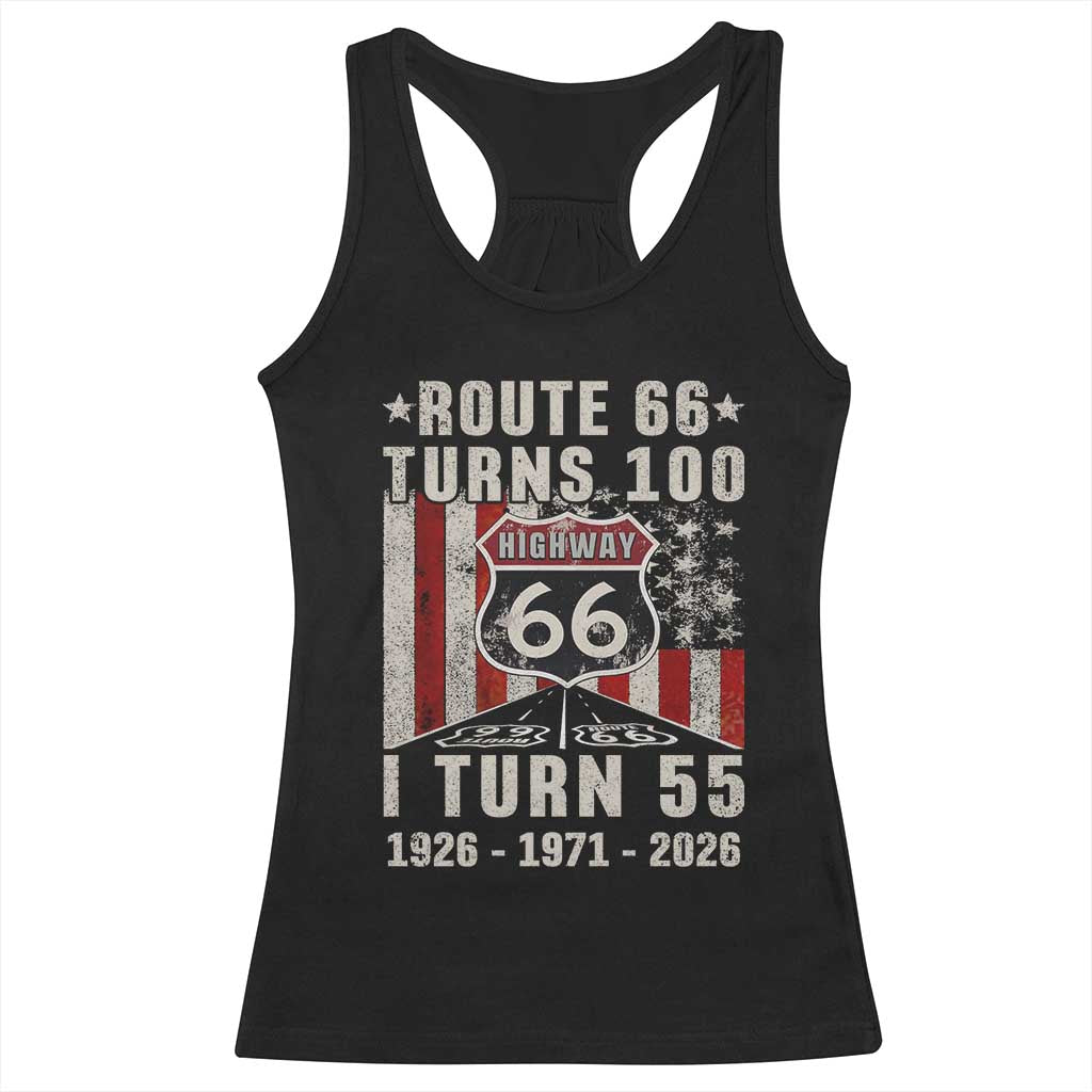 Route Highway 66 Turns 100 I Turn 55 Racerback Tank Top Vintage 1971 Born American Road Sign 55th Birthday Gift