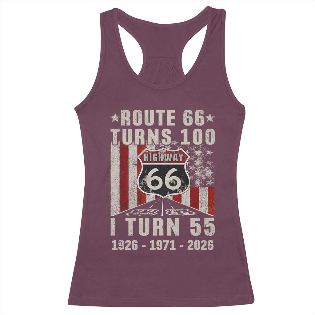 Route Highway 66 Turns 100 I Turn 55 Racerback Tank Top Vintage 1971 Born American Road Sign 55th Birthday Gift