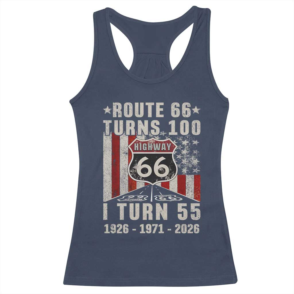 Route Highway 66 Turns 100 I Turn 55 Racerback Tank Top Vintage 1971 Born American Road Sign 55th Birthday Gift