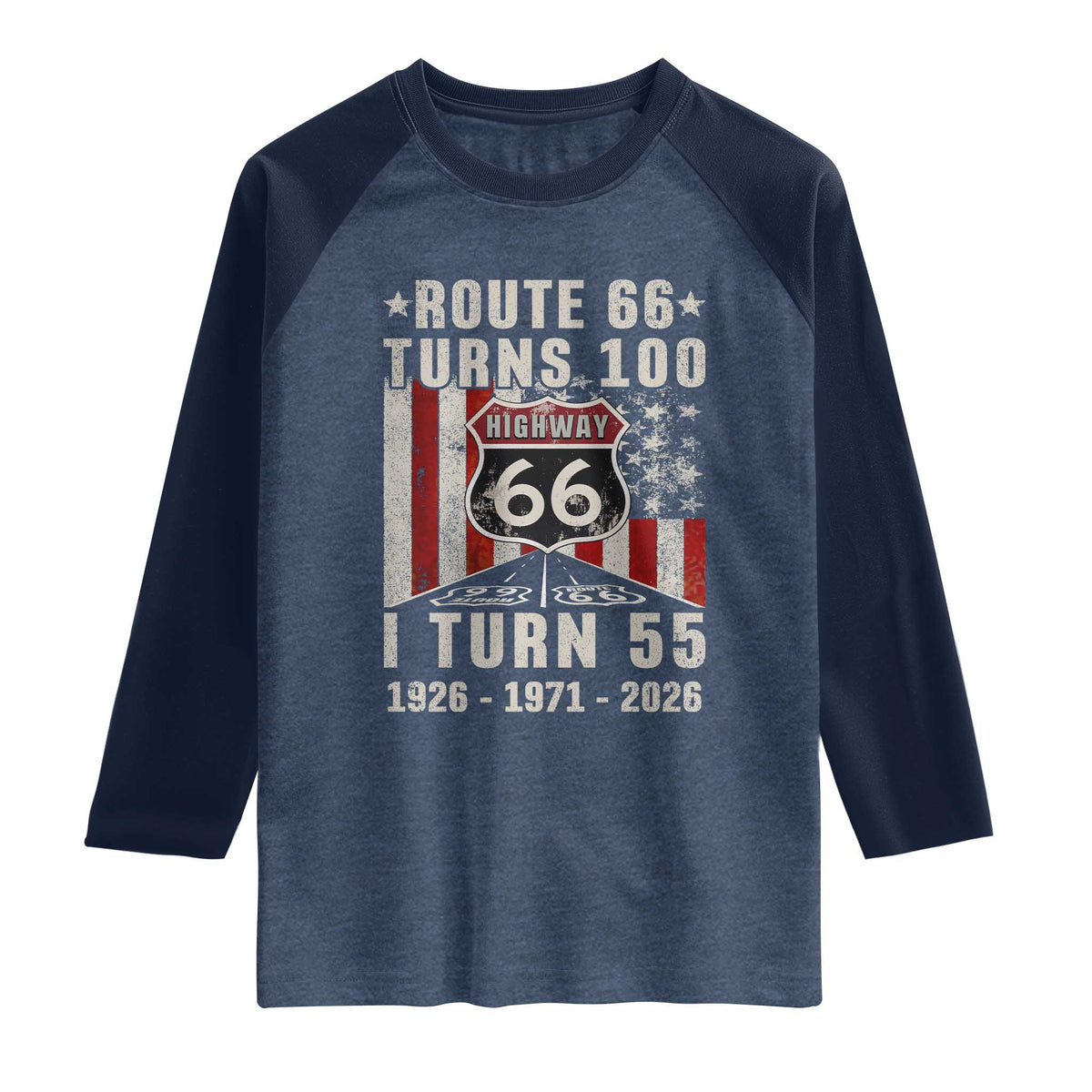 Route Highway 66 Turns 100 I Turn 55 Raglan Shirt Vintage 1971 Born American Road Sign 55th Birthday Gift