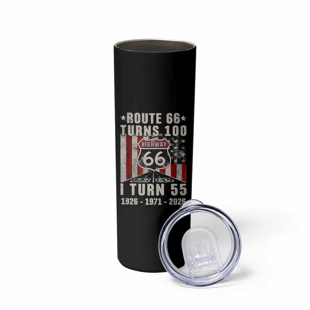 Route Highway 66 Turns 100 I Turn 55 Skinny Tumbler Vintage 1971 Born American Road Sign 55th Birthday Gift