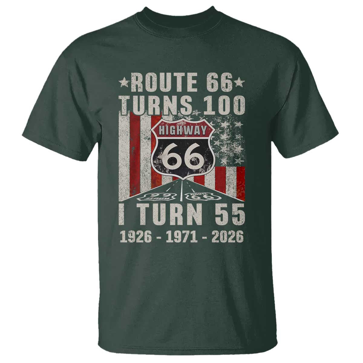 Route Highway 66 Turns 100 I Turn 55 T Shirt Vintage 1971 Born American Road Sign 55th Birthday Gift