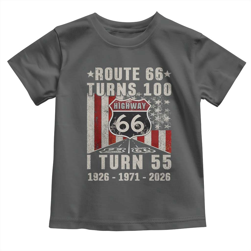 Route Highway 66 Turns 100 I Turn 55 Toddler T Shirt Vintage 1971 Born American Road Sign 55th Birthday Gift