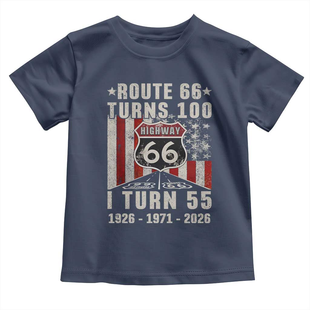 Route Highway 66 Turns 100 I Turn 55 Toddler T Shirt Vintage 1971 Born American Road Sign 55th Birthday Gift