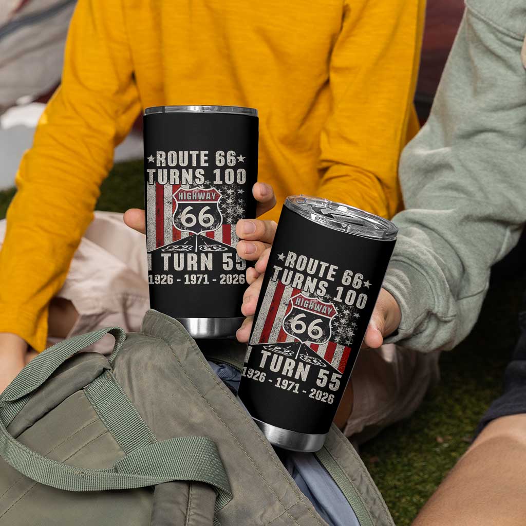 Route Highway 66 Turns 100 I Turn 55 Tumbler Cup Vintage 1971 Born American Road Sign 55th Birthday Gift