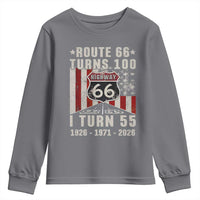 Route Highway 66 Turns 100 I Turn 55 Youth Sweatshirt Vintage 1971 Born American Road Sign 55th Birthday Gift