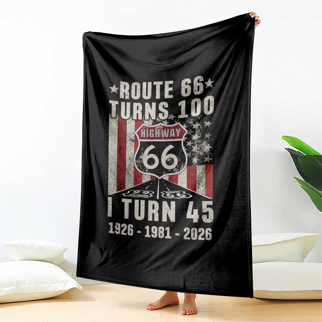 Route Highway 66 Turns 100 I Turn 45 Throw Blanket Vintage 1981 Born American Road Sign 45th Birthday Gift