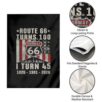 Route Highway 66 Turns 100 I Turn 45 Garden Flag Vintage 1981 Born American Road Sign 45th Birthday Gift