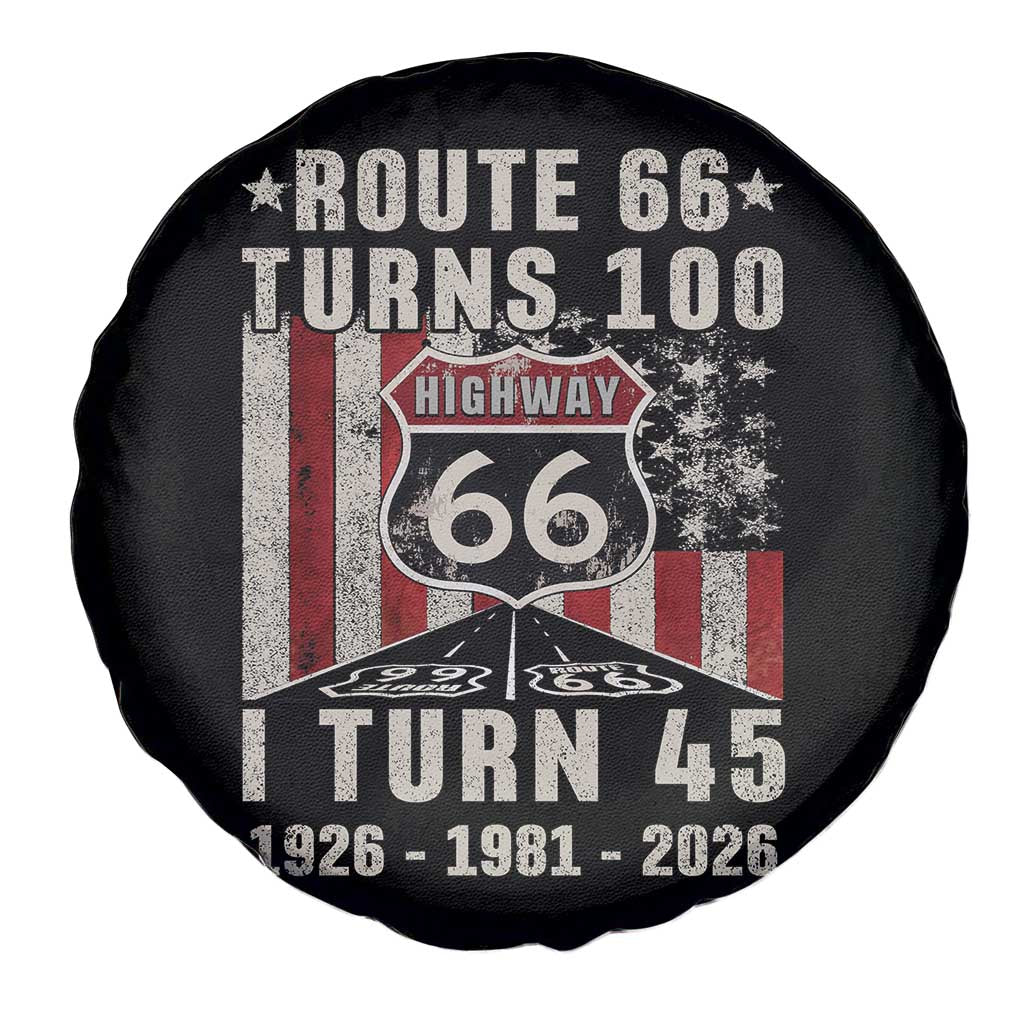 Route Highway 66 Turns 100 I Turn 45 Spare Tire Cover Vintage 1981 Born American Road Sign 45th Birthday Gift