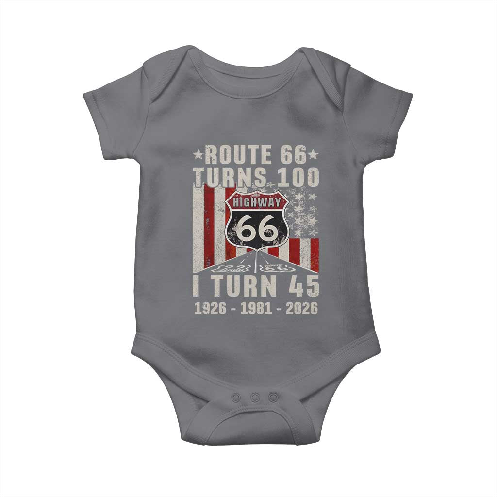 Route Highway 66 Turns 100 I Turn 45 Baby Onesie Vintage 1981 Born American Road Sign 45th Birthday Gift