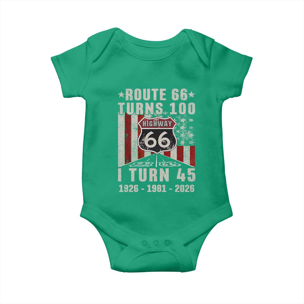 Route Highway 66 Turns 100 I Turn 45 Baby Onesie Vintage 1981 Born American Road Sign 45th Birthday Gift