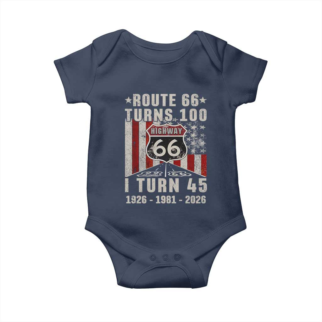 Route Highway 66 Turns 100 I Turn 45 Baby Onesie Vintage 1981 Born American Road Sign 45th Birthday Gift