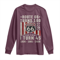 Route Highway 66 Turns 100 I Turn 45 Long Sleeve Shirt Vintage 1981 Born American Road Sign 45th Birthday Gift