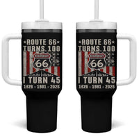 Route Highway 66 Turns 100 I Turn 45 Tumbler With Handle Vintage 1981 Born American Road Sign 45th Birthday Gift