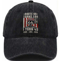 Route Highway 66 Turns 100 I Turn 45 Washed Cotton Baseball Cap Vintage 1981 Born American Road Sign 45th Birthday Gift