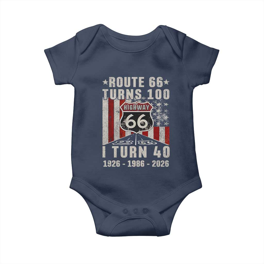 Route Highway 66 Turns 100 I Turn 40 Baby Onesie Vintage 1986 Born American Road Sign 40th Birthday Gift