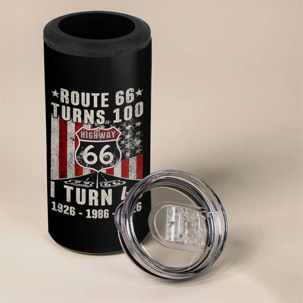 Route Highway 66 Turns 100 I Turn 40 4 in 1 Can Cooler Tumbler Vintage 1986 Born American Road Sign 40th Birthday Gift