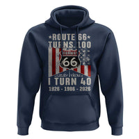Route Highway 66 Turns 100 I Turn 40 Hoodie Vintage 1986 Born American Road Sign 40th Birthday Gift