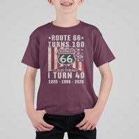 Route Highway 66 Turns 100 I Turn 40 T Shirt For Kid Vintage 1986 Born American Road Sign 40th Birthday Gift