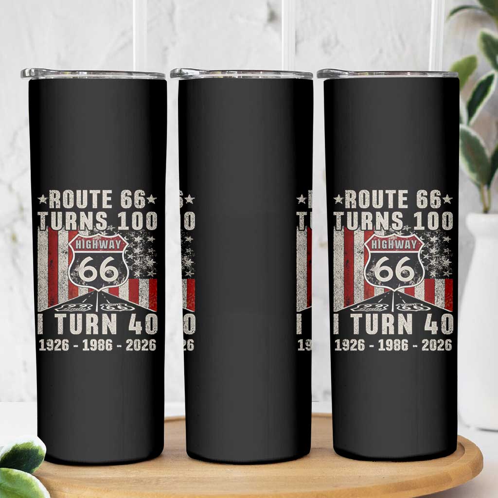 Route Highway 66 Turns 100 I Turn 40 Skinny Tumbler Vintage 1986 Born American Road Sign 40th Birthday Gift