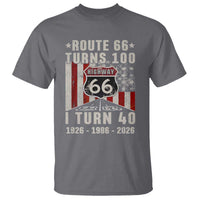 Route Highway 66 Turns 100 I Turn 40 T Shirt Vintage 1986 Born American Road Sign 40th Birthday Gift