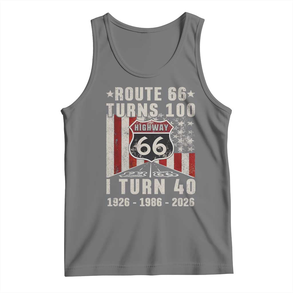 Route Highway 66 Turns 100 I Turn 40 Tank Top Vintage 1986 Born American Road Sign 40th Birthday Gift