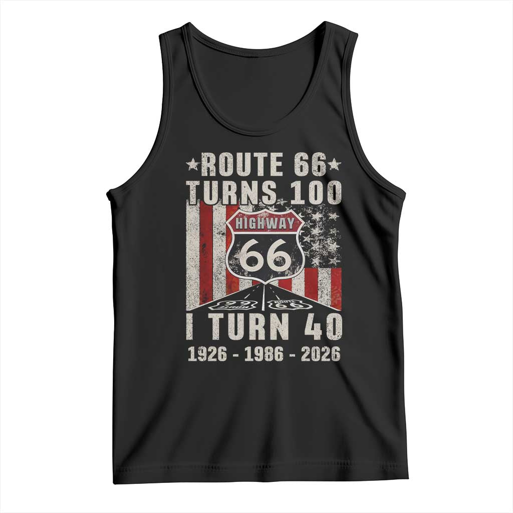 Route Highway 66 Turns 100 I Turn 40 Tank Top Vintage 1986 Born American Road Sign 40th Birthday Gift