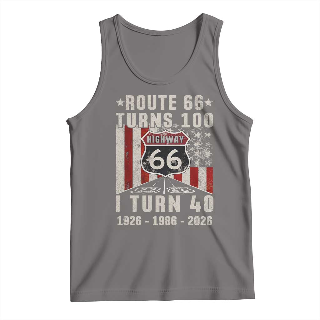 Route Highway 66 Turns 100 I Turn 40 Tank Top Vintage 1986 Born American Road Sign 40th Birthday Gift