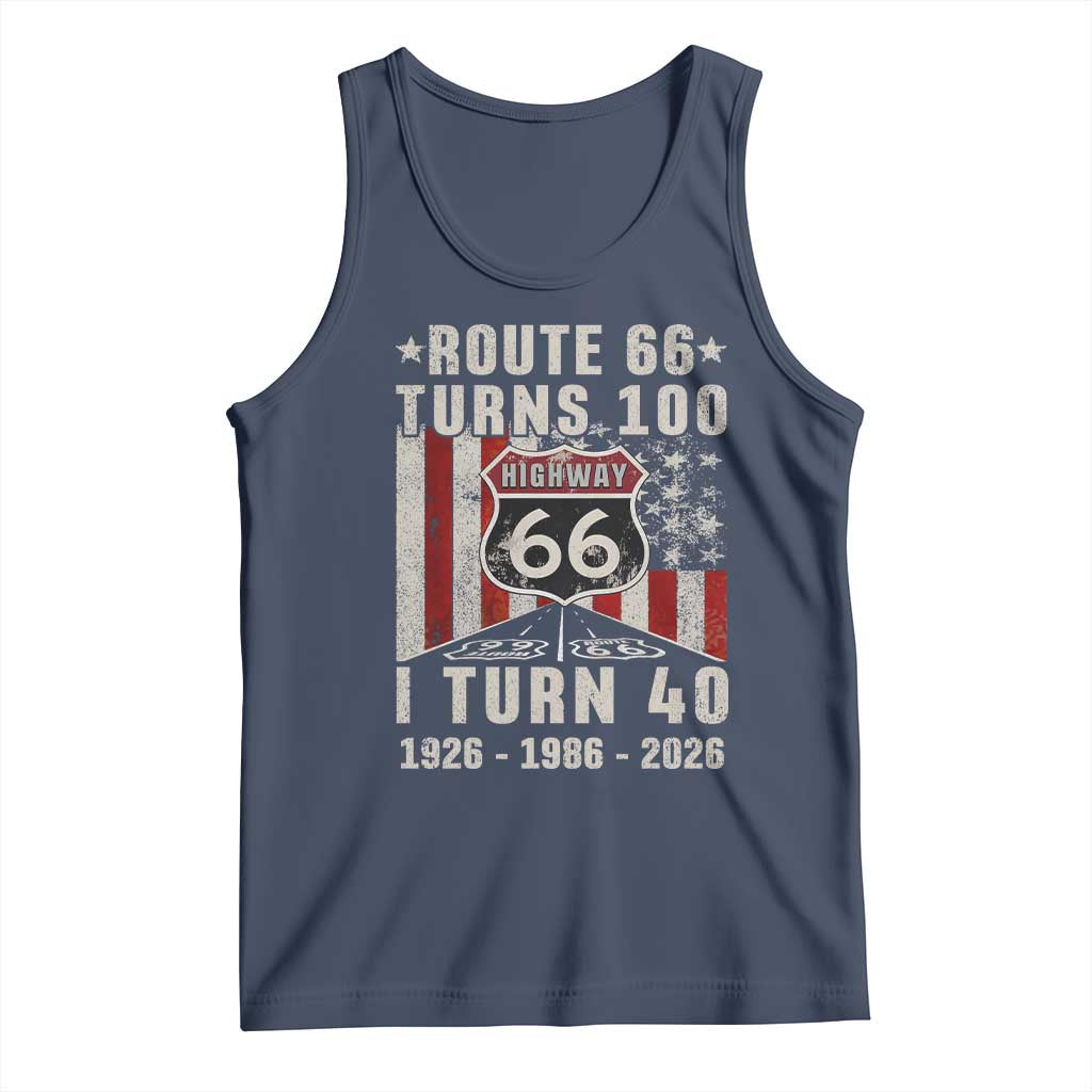 Route Highway 66 Turns 100 I Turn 40 Tank Top Vintage 1986 Born American Road Sign 40th Birthday Gift