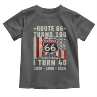 Route Highway 66 Turns 100 I Turn 40 Toddler T Shirt Vintage 1986 Born American Road Sign 40th Birthday Gift