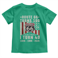 Route Highway 66 Turns 100 I Turn 40 Toddler T Shirt Vintage 1986 Born American Road Sign 40th Birthday Gift