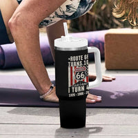 Route Highway 66 Turns 100 I Turn 40 Tumbler With Handle Vintage 1986 Born American Road Sign 40th Birthday Gift