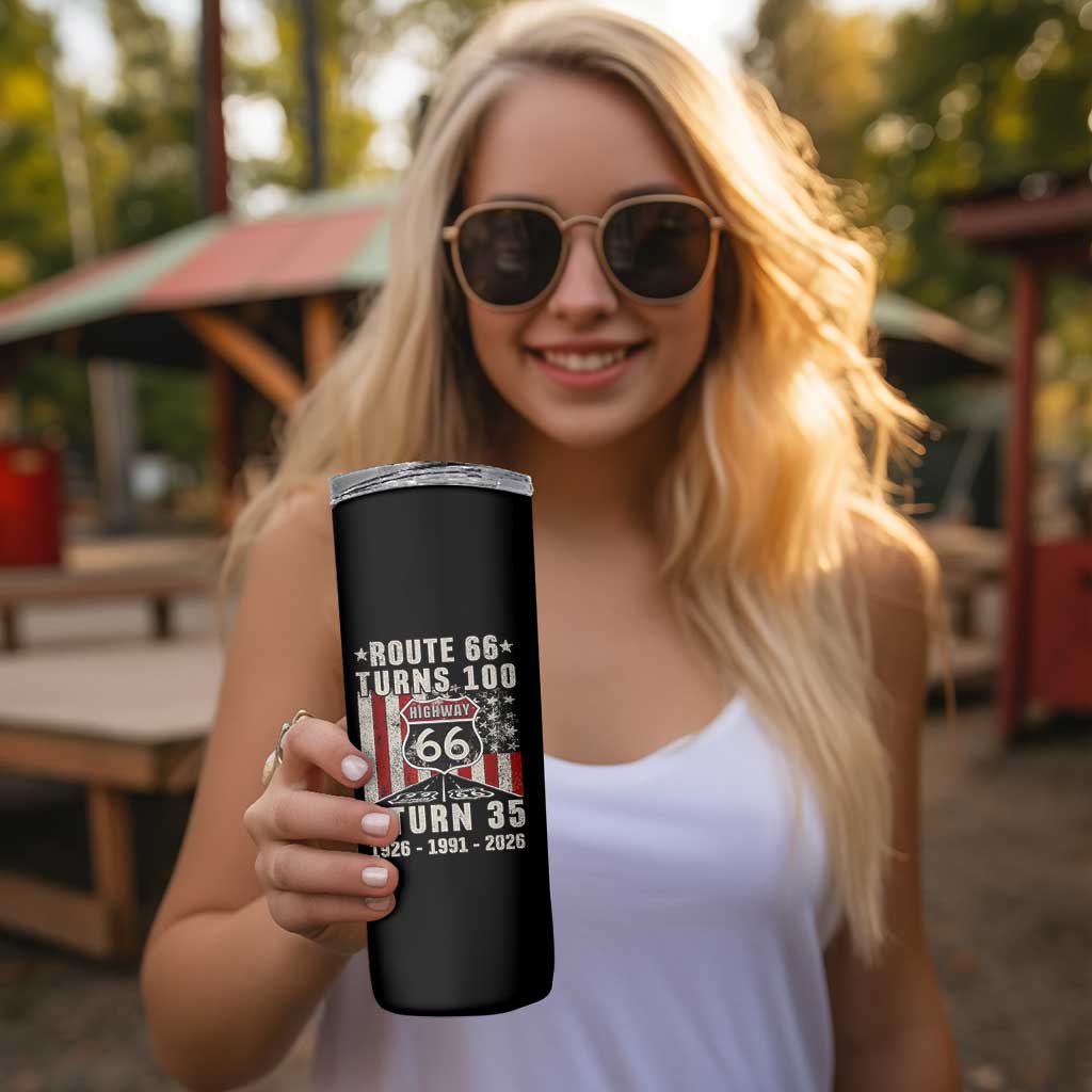 Route Highway 66 Turns 100 I Turn 35 Skinny Tumbler Vintage 1991 Born American Road Sign 35th Birthday Gift