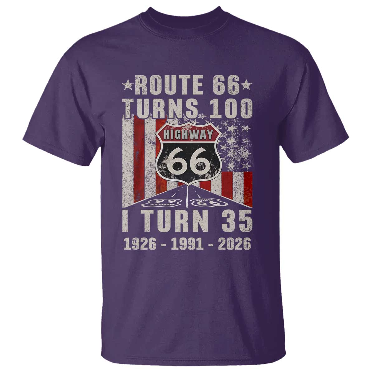 Route Highway 66 Turns 100 I Turn 35 T Shirt Vintage 1991 Born American Road Sign 35th Birthday Gift