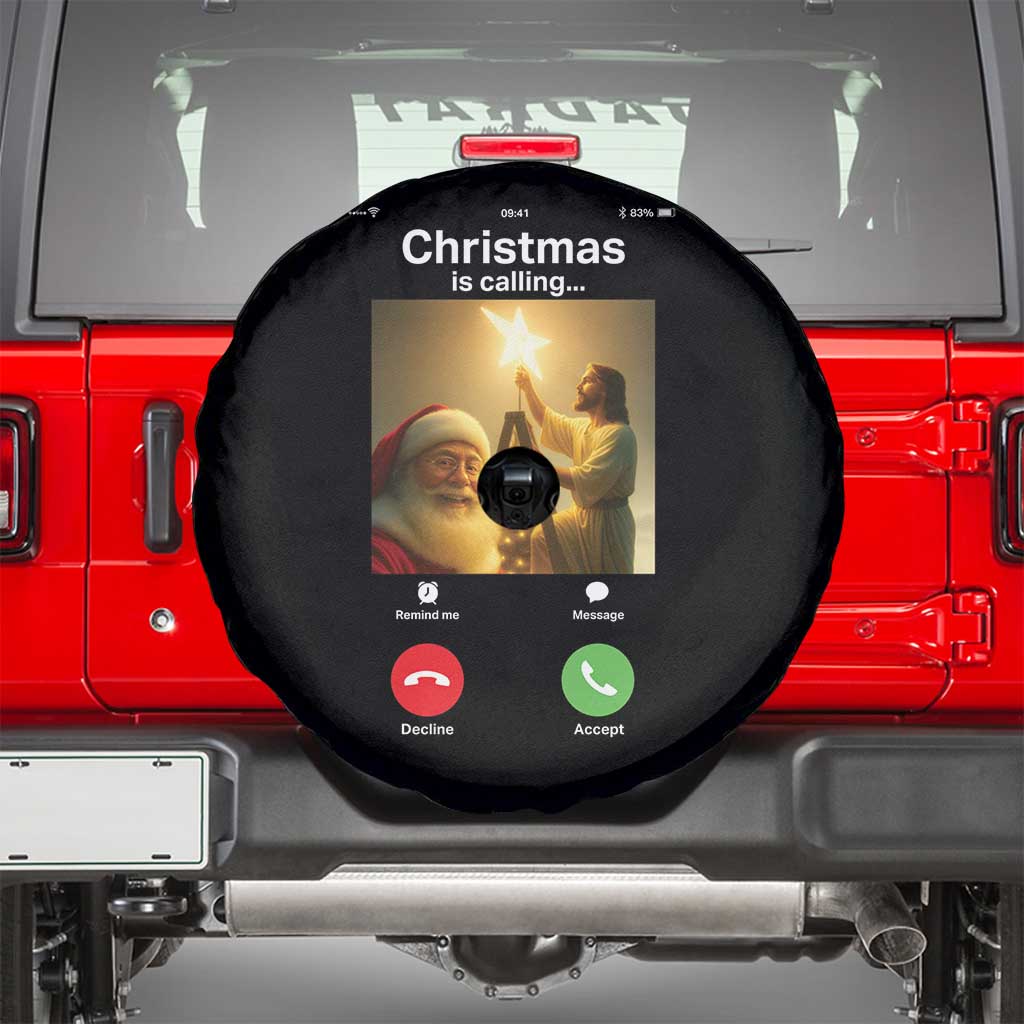 Funny Santa Jesus Video Call Spare Tire Cover - Wonder Print Shop